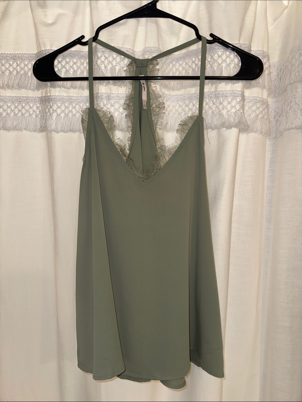 Francesca's Collections Sage Lace-Trim Camisole